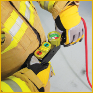 firefighter with deadman controller