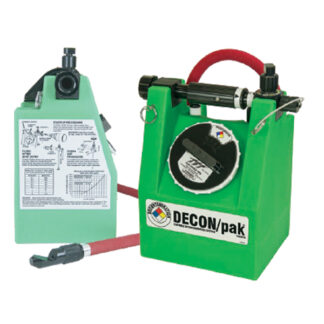 green plastic canister with hose