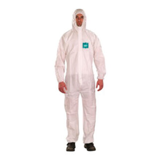white hazmat suit