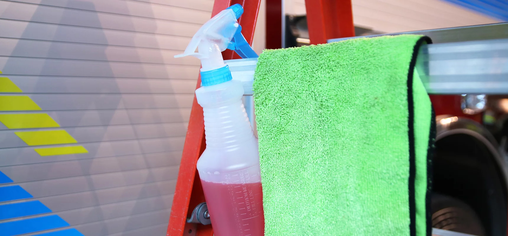 cleaning supplies on vehicle